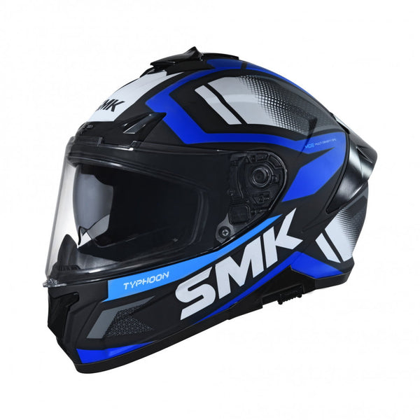 SMK Integral Mc-Hjälm Typhoon Thorn Blå med aerodynamisk design, blå och svart färgkombination samt tydlig visir och ventilationssystem.