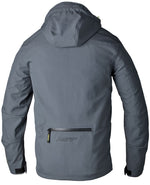 Baksidan av RST Softshell Mc-Hoodie Havoc Grå med huva, dragkedja på nedre rygg och stilren design. Funktionell och bekväm ytterjacka.