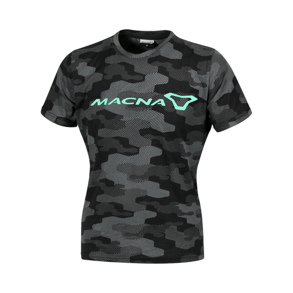 Тениска macna, заслепяване лого 2.0 жена черно/сиво/мента зелено