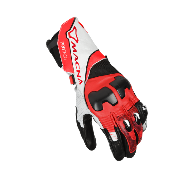 Motorcycle glove macna, protego white/orange/black