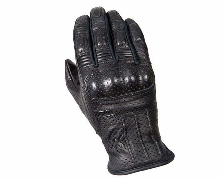 Svarta Seventy Dam Mc-Handskar SD-C22 med perforerad design och förstärkta knogar, perfekta för säker och stilfull motorcykelkörning.