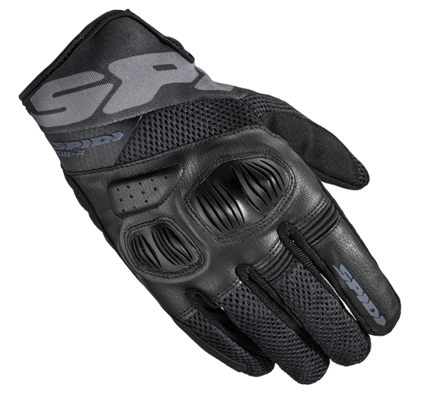 Spidi Mc-Handskar Flash-R Evo Svart med ventilerad design, hårda knogskydd och slitstarkt material för optimal säkerhet och komfort.