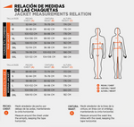 Storlekstabell för Seventy Textil Mc-Jacka SD-JT32. Innehåller mått för bröst, midja och längd för både herr- och damjackor.