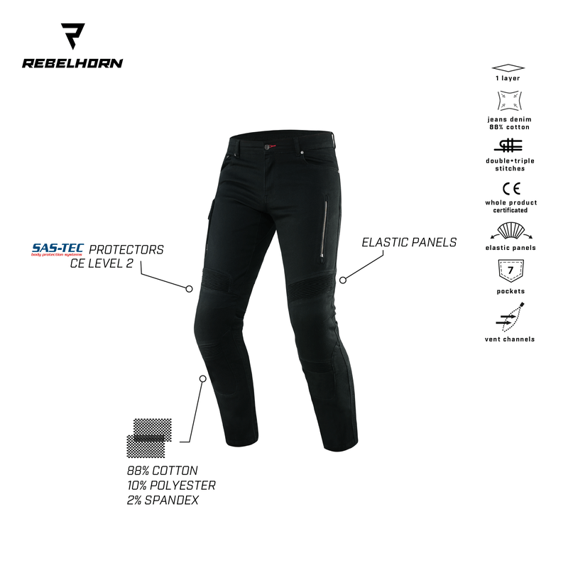 Rebelhorn Kevlar MC-Jeans Vandal Twill Black