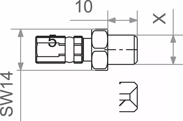 TRW Fit M10x1.0 Мъжки GM MVF400E