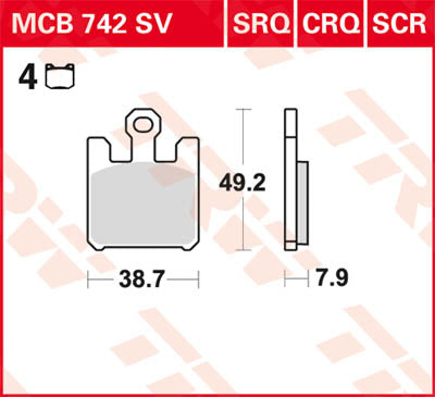 TRW спирачна подложка TRW MCB742SV MCB742SV
