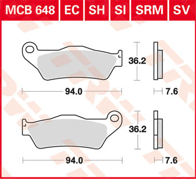 TRW спирачна подложка TRW MCB648SH MCB648SH