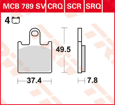 TRW спирачна подложка Състезание Sinter Race Longlife MCB789SCR