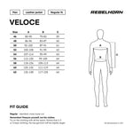 Storleksguide för Rebelhorn Mc-Skinnjacka Veloce Svart/Grå med mått för bröst, midja och höft. Regular fit för optimal passform.