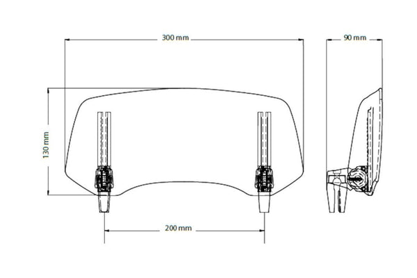 Multi Adjustable Visor 2.0 Clip-On 300x130 C/Clear