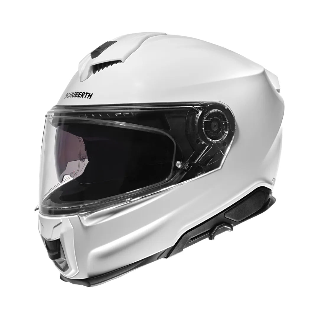 Schuberth Integral Mc-Hjälm S3 Vit med aerodynamisk design och integrerat visir, perfekt för stadskörning och säkerhet.